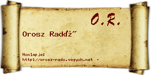 Orosz Radó névjegykártya